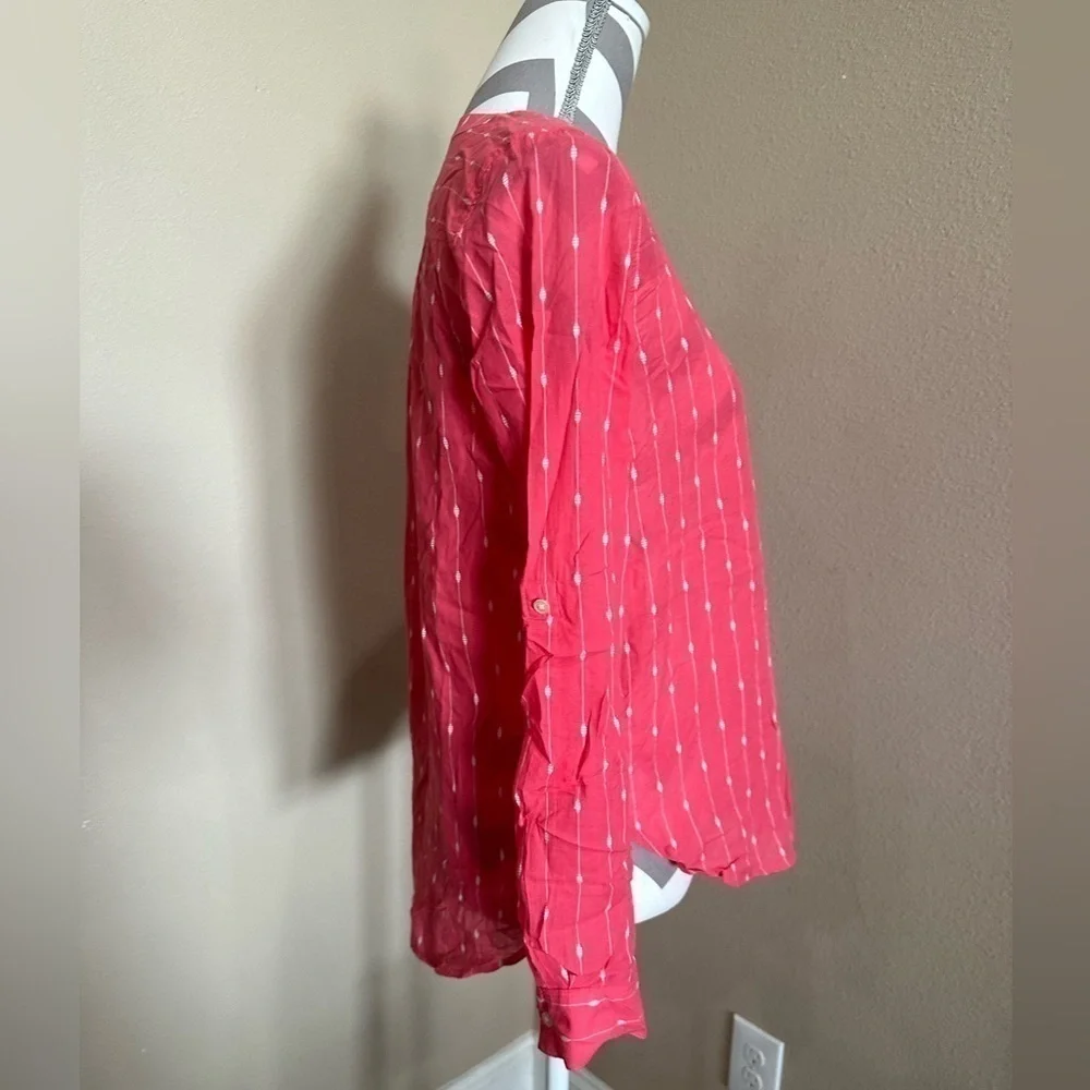 LOFT Coral Top with white embroidery, NWT! - Picture 2 of 9
